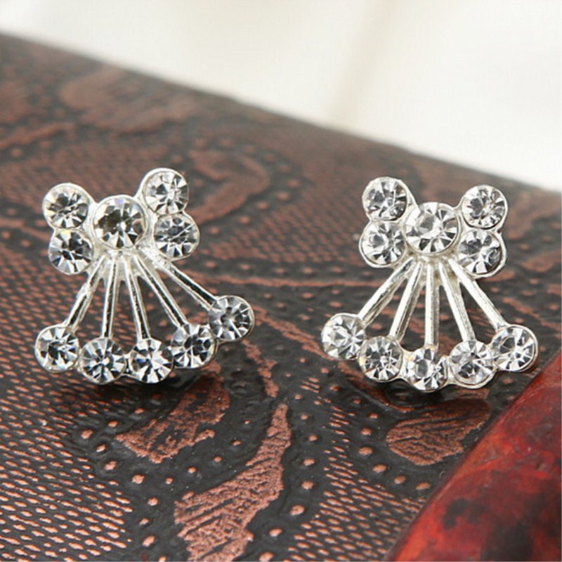 Simple Cute Fashion Versatile Bow Rhinestone Stud Earrings K