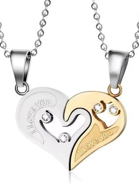Love Couple Necklace 2025 DiamondStudded HeartShaped Pendant