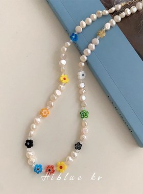 Luxury Color Bead Pearl Necklace Women Summer Neck Chain You