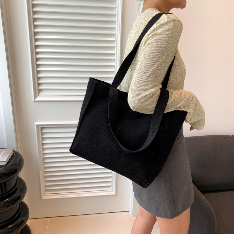 Corduroy Tote Bag for Women Fashion Simple Casual Large Capa