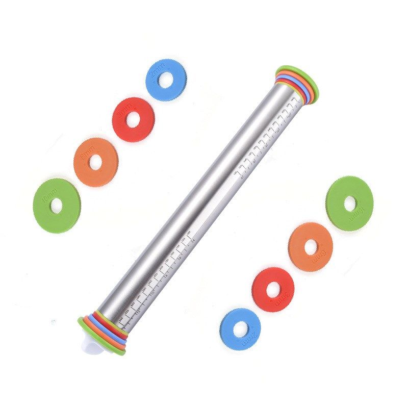 17 Inch Stainless steel adjustable thickness rolling pin wit
