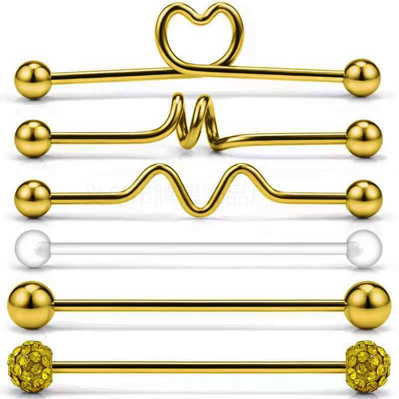 European Industrial Barbell Studs 6Piece Combo Set of Transp