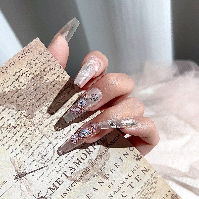 Nail Art Butterfly Stickers 3D Nail Patch Peach Blossom Butt