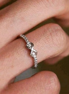 Luxury Design Index Ring 8shaped Wrapped Zircon Womens Ring