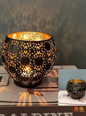 New Iron Art Ball Candlestick Hollow Morocco Crafts Tea Cand