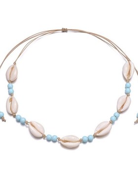 Beach Shell Necklace Adjustable Knitted Hawaiian StyleShell