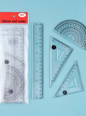 4Piece Ruler Set School Supplies Neutral Packing for Draftin