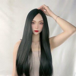 Long Straight Hair Wig Womens Middle Part European and Ameri