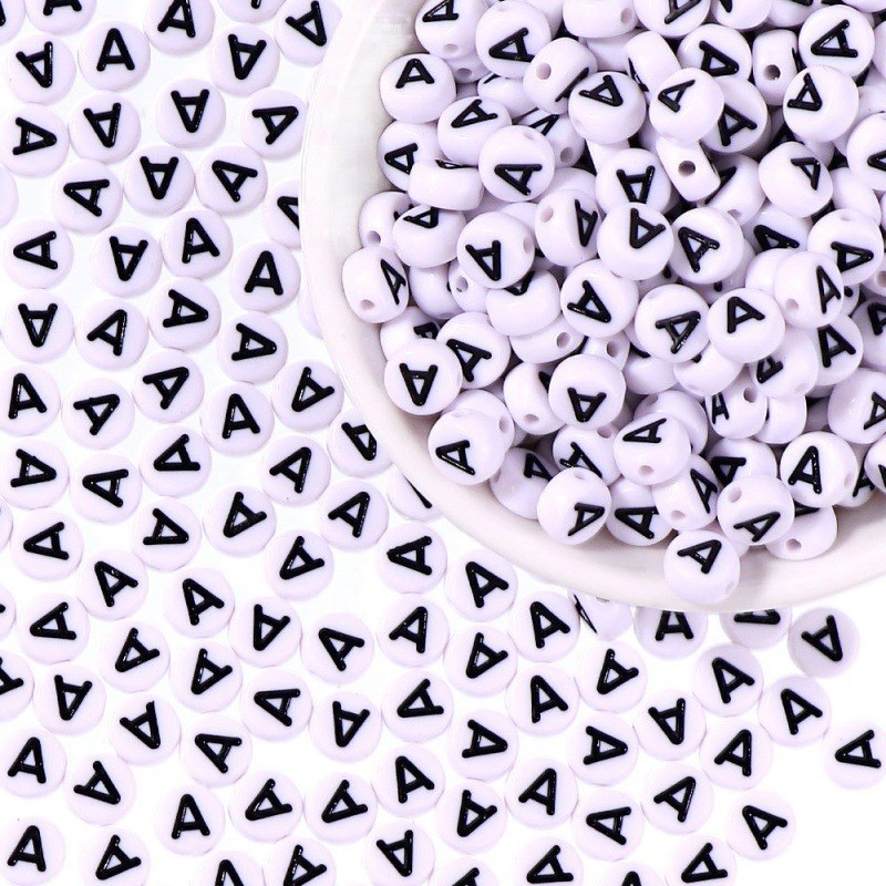 DIY BlackWhite English Acrylic Beads for NecklaceBracelet 10