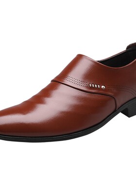 2255shoesmen Casual Pointed Toe Slipon Shoes for Men Leather