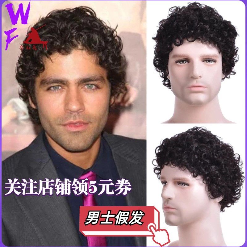 Afro Men Wigs Black Short Curly Full Head Wigs