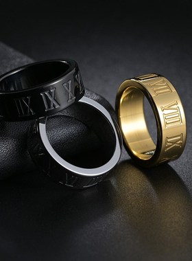 Stylish Mens EuroAmerican Jewelry Roman Numeral Ring Titaniu
