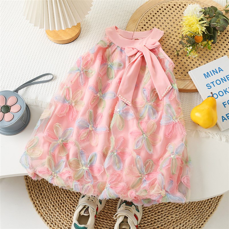 Girls Summer Dress 2025 Kids Clothing Little Girls Bow Princ