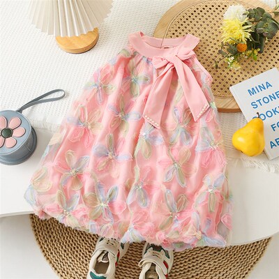 Girls Summer Dress 2025 Kids Clothing Little Girls Bow Princ