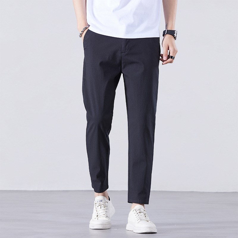 Summer Slimfit Cropped Pants for Men Casual Pants Thin Quick