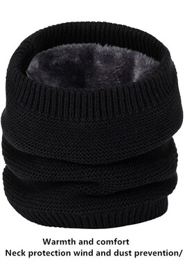 Warm Neck Warmer Winter Plus Velvet Thick Elastic Stripe Kni