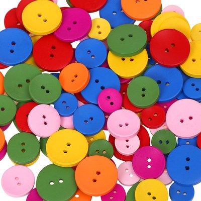 Colored Wooden Buttons for DIY Kids Art Crafts Kindergarten