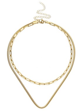 Fashion Stainless steel paperclip chain snakebone chain set
