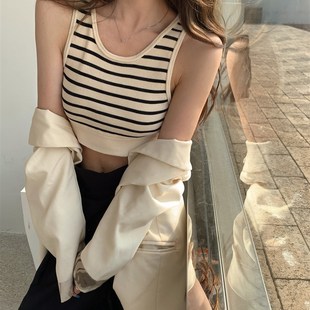 Summer Knit Tight Girl Hot 2025 Vest Sling Striped Sporty