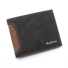 Mens Short Wallet Matte Patchwork Leather Large Capacity Coi