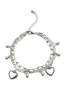 European American Fashion Doublelayer Heart Pendant Bracelet