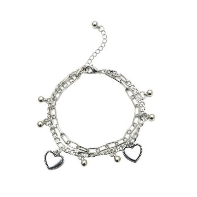 European American Fashion Doublelayer Heart Pendant Bracelet