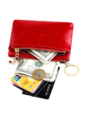 Ladys Waxed Leather Coin Purse Fashion Key Holder WalletWaxe