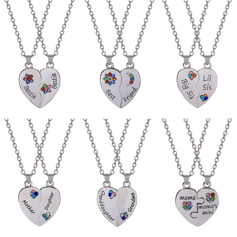 Creative Good Friend HeartShaped Pendant Necklace Water Dril