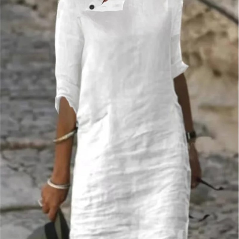 2025 Spring Summer Leisure Stand Collar Button Pure Color Mi