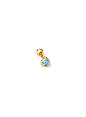 Mini Colorful Heart Zircon Slender Ear Stud Simple Piercing