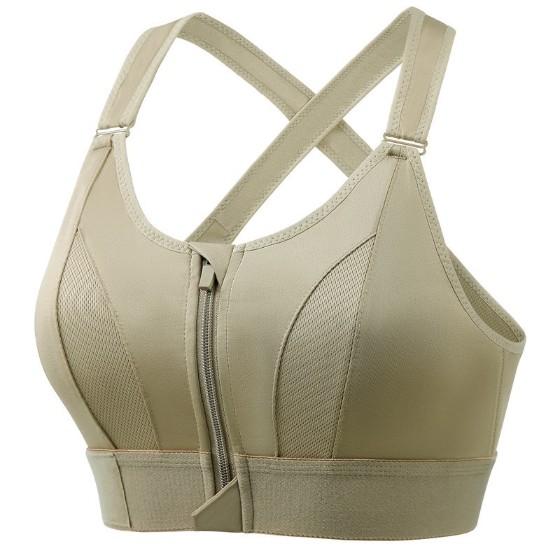 Adjustable Front Zipper Sports Bra Shockproof Breathable Non