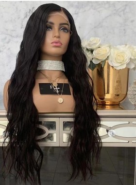 Lace Front WigChemical Fiber Wig CapBlack Long Curly Wavy Wi