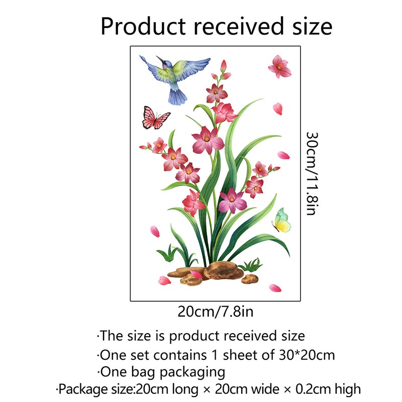 Floral Vine Birds Butterflies Toilet Stickers Bathroom Wall