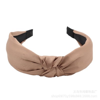 Pure Color Cross Knotted Headband Wide Band Sweet Headgear f