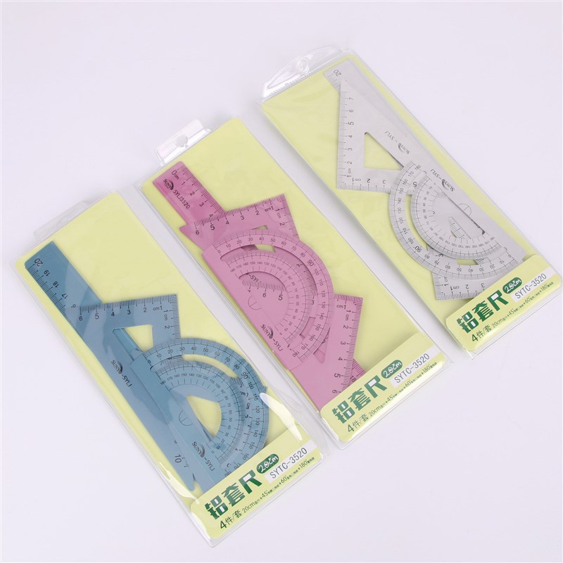 Aluminum Alloy Ruler Set Stationery Set for Students 4Piece