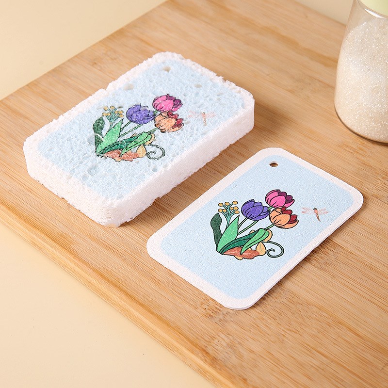 Compressed Square Wood Pulp Sponge NonStick Oil Colorful Kit