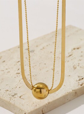 EuropeanAmerican Cold Style Titanium Steel Ball Necklace Wom