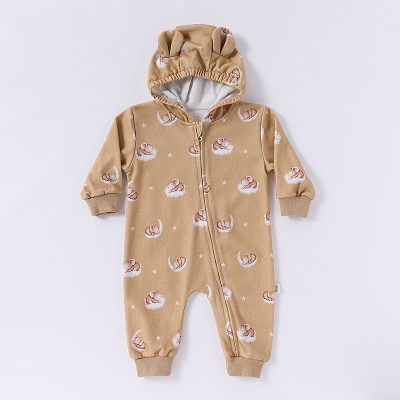 Baby Hooded Zipper Romper Newborn Boys Girls Outgoing Autumn