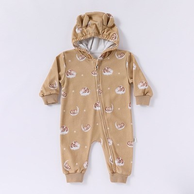 Baby Hooded Zipper Romper Newborn Boys Girls Outgoing Autumn