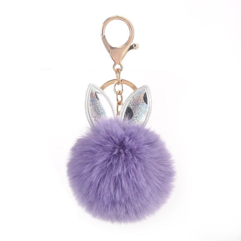 Cute Rabbit Ear Pompom Keychain Bag Charm Imitation Rabbit F
