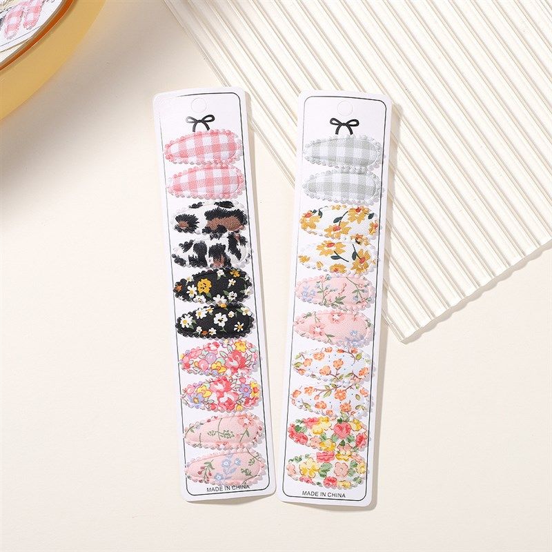 Kids Small BB Clips Fabric Waterdrop Clips Embroidered Print