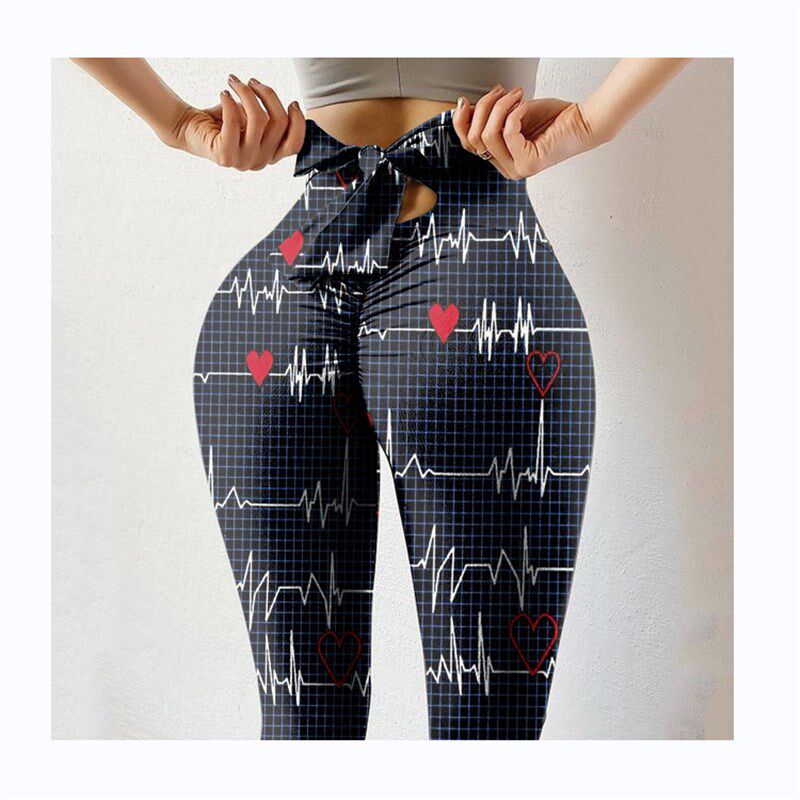 Multicolor Printed ButtLifting WrinkleResistant HighWaisted