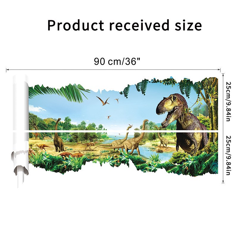 3D Wall Crack Sticker Jungle Dinosaur Wall Decal SelfAdhesiv