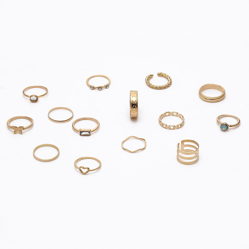 Jewelry Set European Fashion 14PCS Heart Butterfly Diamond R