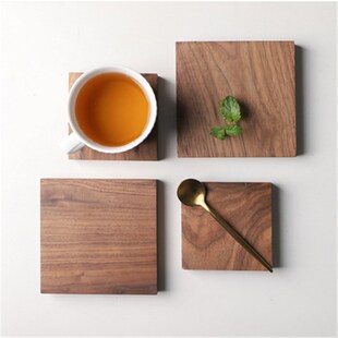 Black Walnut Heatproof Coaster Square Wooden Cup Holder Insu
