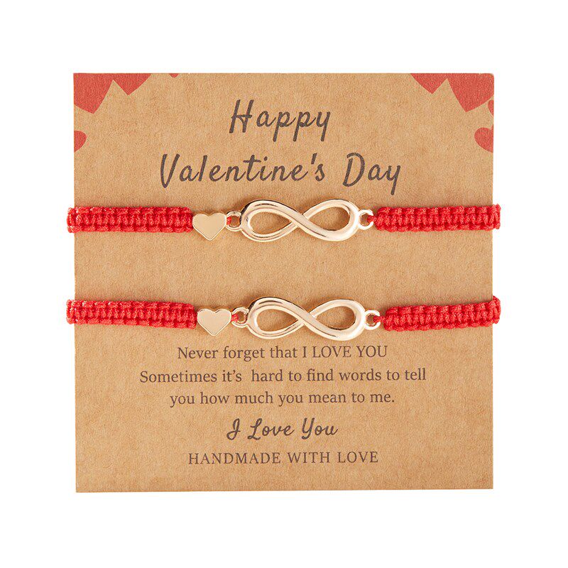 8shaped Lucky Bracelet Handmade Knitted Adjustable 2Pack wit