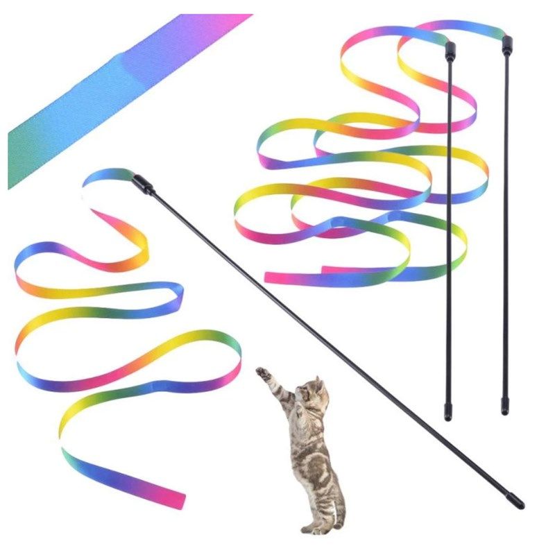 PetRainbow RibbonColorfulSatin RibbonPet Teaser Rainbow Ribb