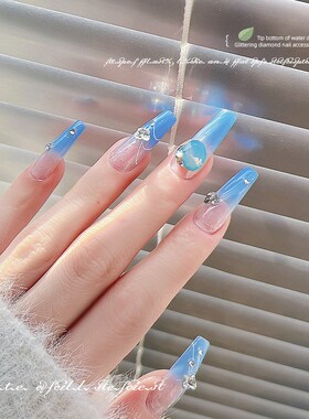 K9 Protein Blue Nail Sparkling Diamond Heartshaped Fat Squar