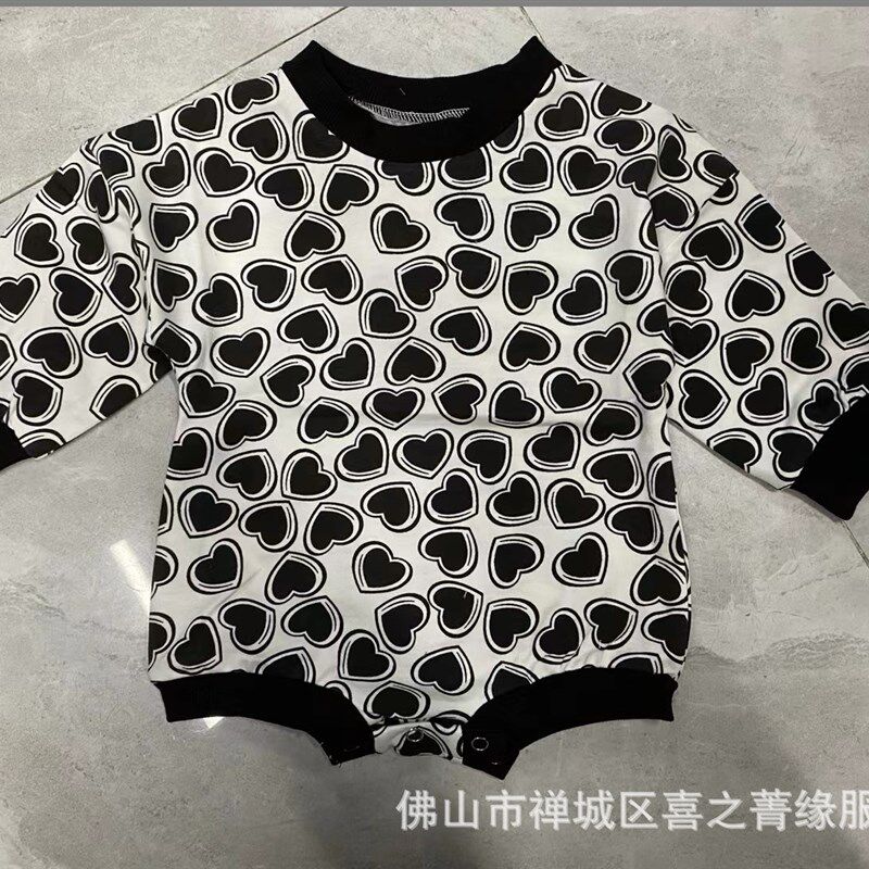 Long Sleeve Romper with Heart Print Pattern Factory Price He