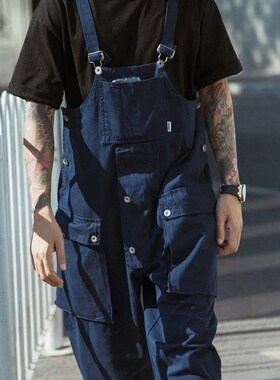 Mens Relaxed Overalls Workwear Pants American Casual Style T